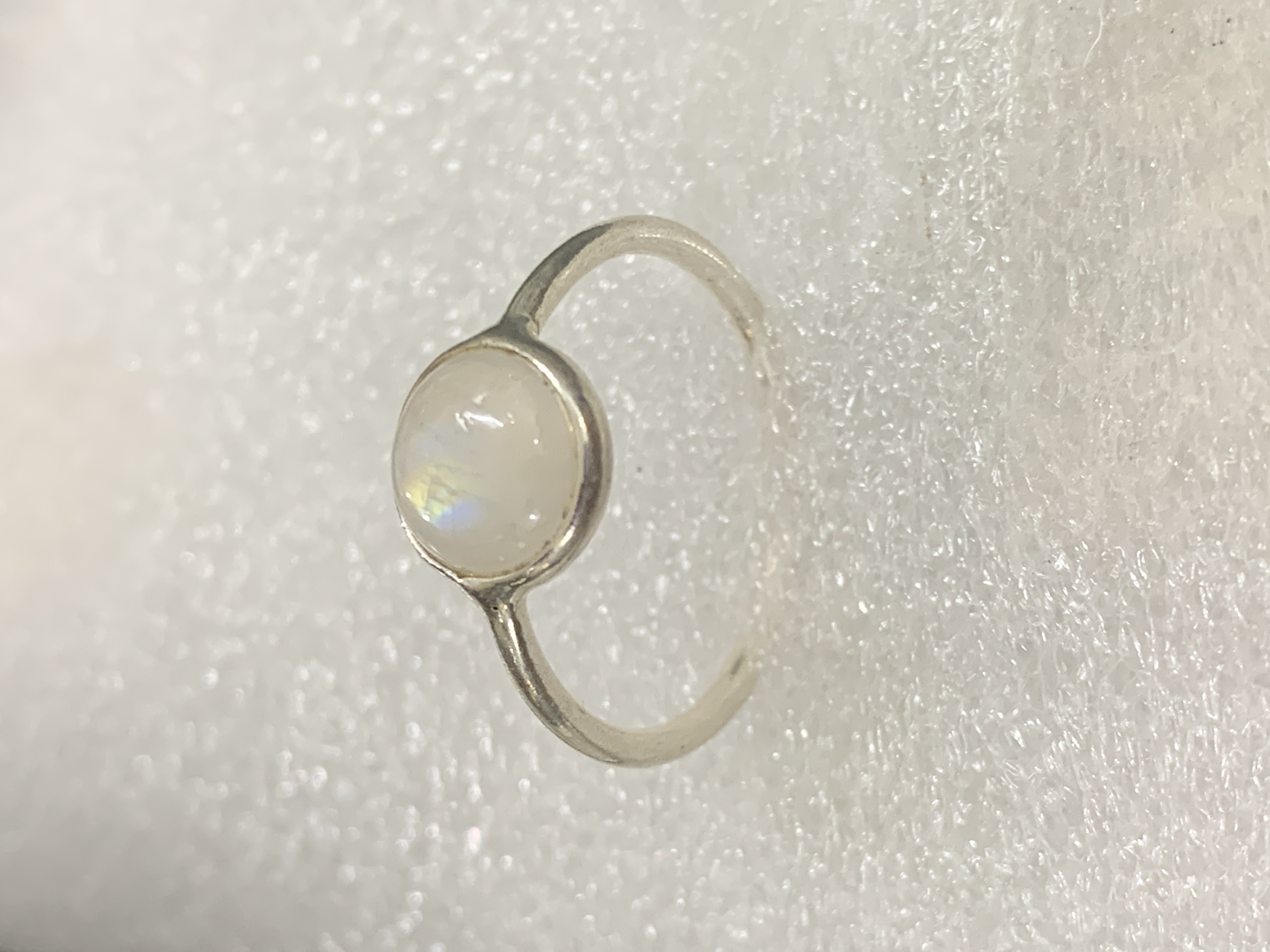 Rainbow Moonstone Silver Ring 